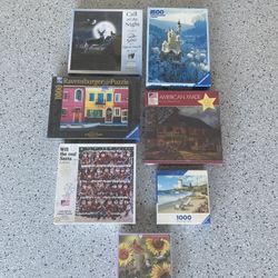 6 Brand New Puzzles. 1 Vintage Opened. RAVENSBURGER and More. (contact info removed) Pieces.