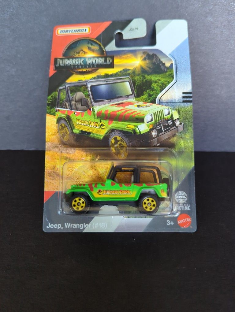 Matchbox Cars Jurassic Park Rebirth Jeep Wrangler