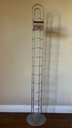 Tall Silver Wire CD Storage Tower – Holds 120 CDs – 60” Height