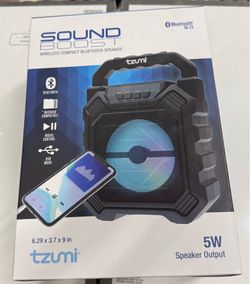 Tzumi Sound Boost Wireless Bluetooth Speaker Portable LED