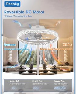 Passky Luxury Crystal Caged Ceiling Fan | App & Remote Control