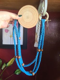 Handmade Macrame Plant Hanger with Wood Slice