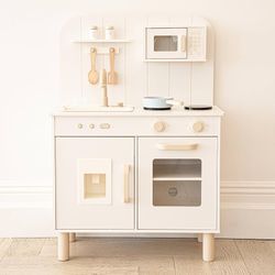 Play Kitchen for Kids Toddlers, Wooden Play Kitchen Set Toy with Running Water Sink, Spatula, Spoon and Pan Set, Toys Kitchen Gift for 3+ Year Old Kid