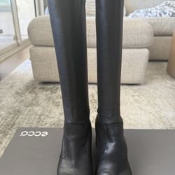 Ecco Black Leather Tall Boots 