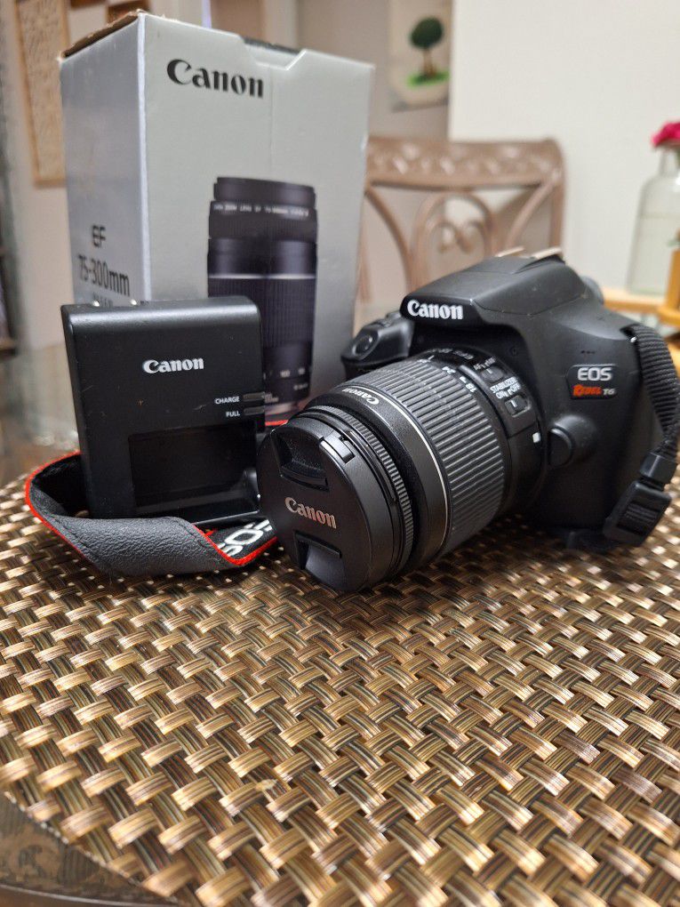 Canon Eos Rebel T6 plus EF 75mm-300mm Lense 