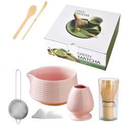 Matcha Whisk Set,Includes Ceramic Matcha Bowl, Bamboo Matcha Whisk and Holder, Bamboo Scoop and Spoon, Scoop Rest, & Sifter