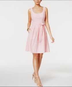 Nine West brand Pink Sleeveless A-Line Dress with Bow