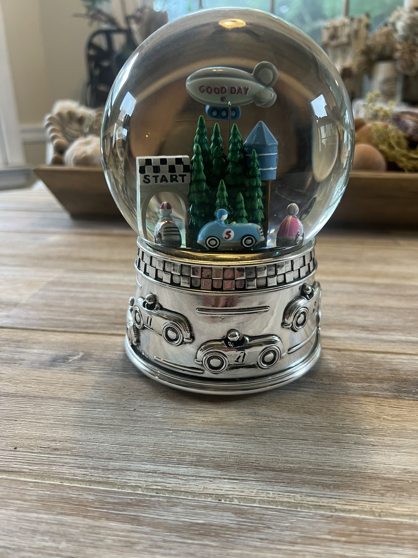 Reed and Barton Race Car Water Globe