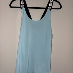 Nike Pro Dri-FIT T-Back Tank Top Medium Blue Black Strap Athletic Workout Gym