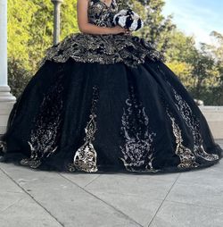 Quinceañera Black & Gold Dress
