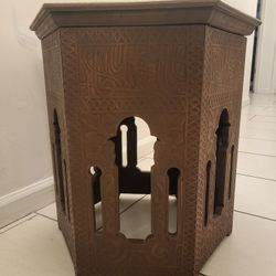 Moroccan Inspired Wooden Side Table or Accent Table