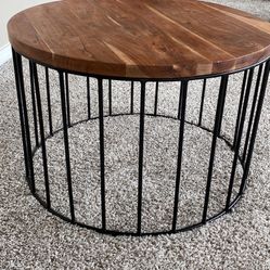 Wood & Black Metal Coffee Table