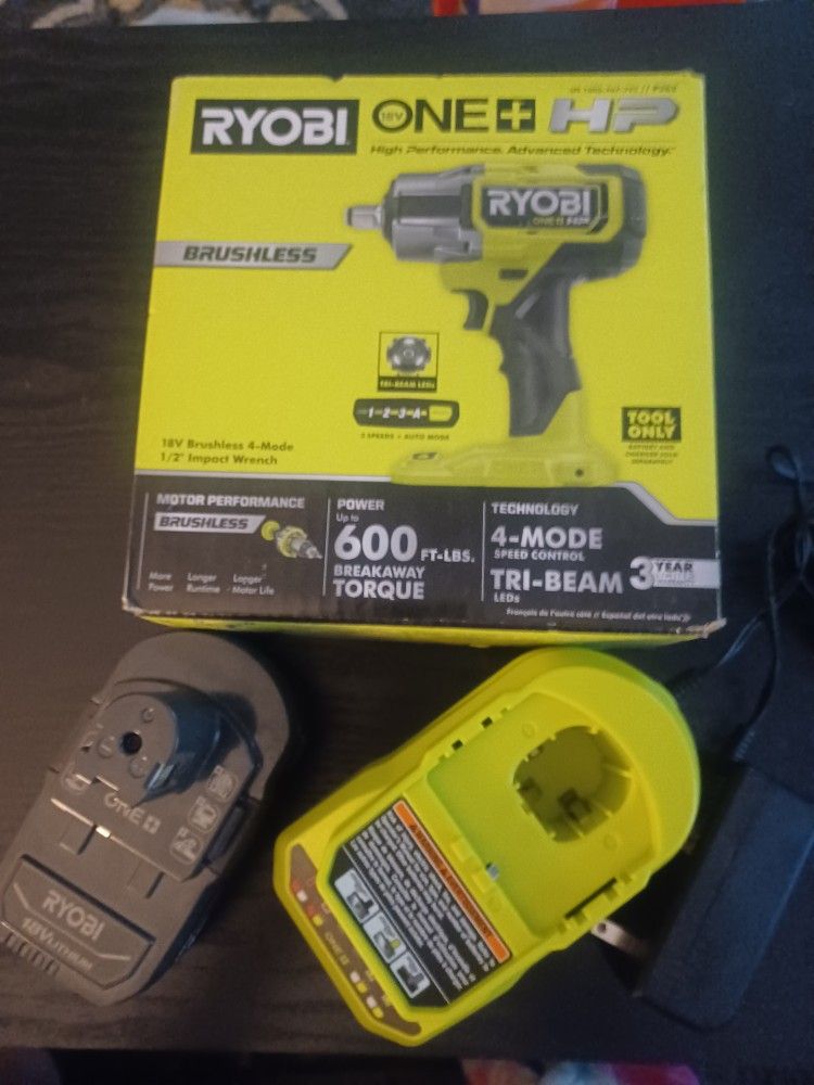 Ryobi 1/2" Brushless Impact with 4ah Bat & Charger