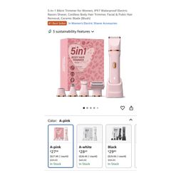 Brand new 5-in-1 Bikini Trimmer for Women, IPX7 Waterproof Electric Razors Shaver, Cordless Body Hair Trimmer, Facial & Pubic Hair Removal, Ceramic Bl