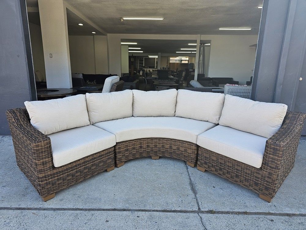 New Outdoor Patio Furniture HDPE Wicker Curve Sectional Set