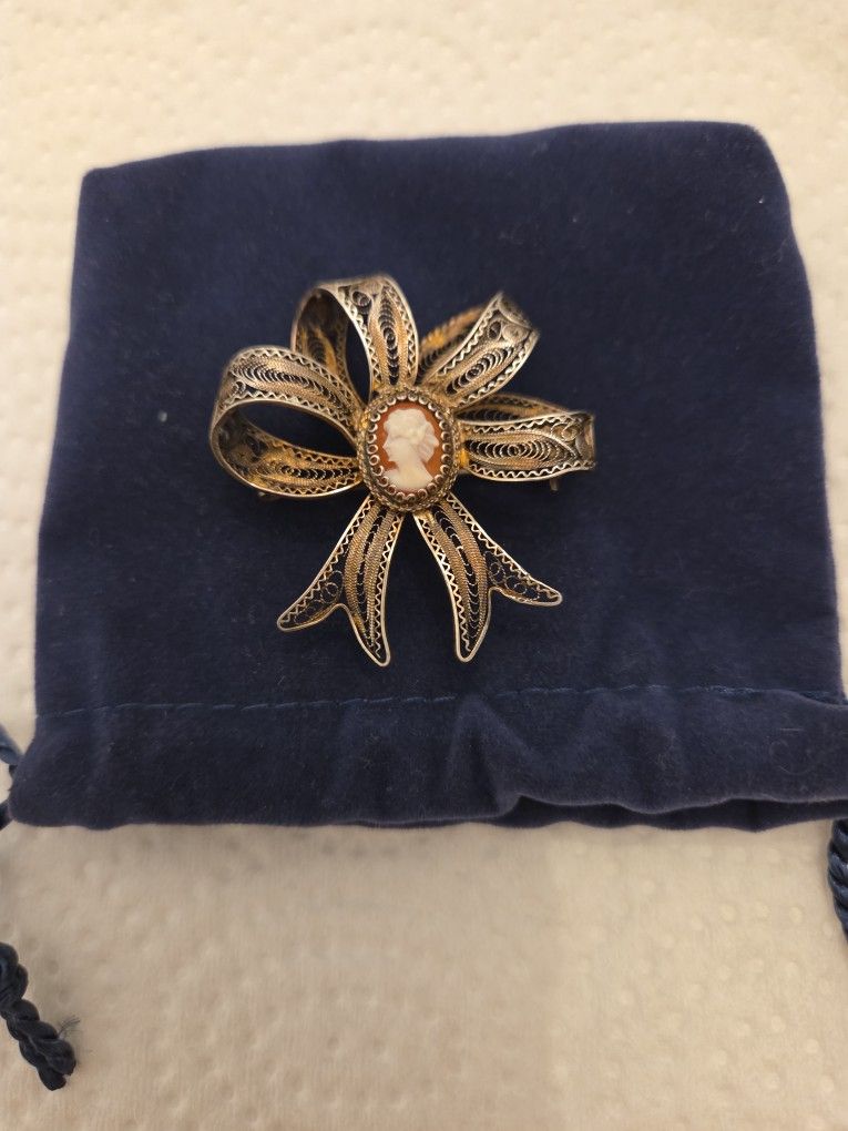 Vintage 800 Brooch Pin Filagree