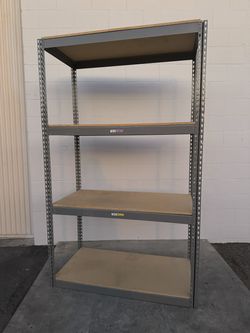 4 Tier Shelving 48 in W x 30 in D American Made Used Heavy Duty Steel Boltless Storage Racks Delivery Available