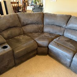 Ashley Tambo Microsuede Reclining Sectional w/ Console – Pewter