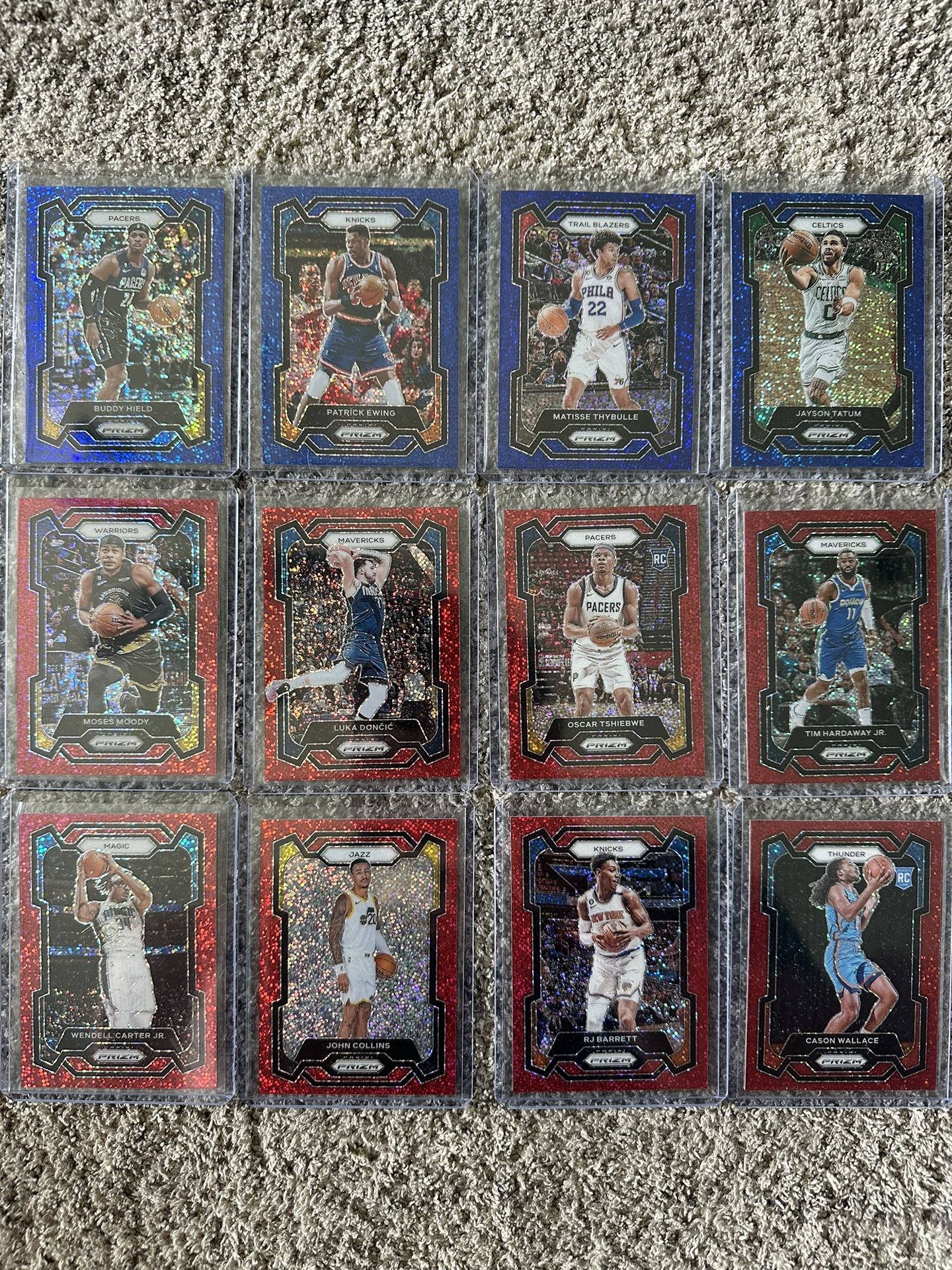 Red And Blue Sparkle Basketball Cards