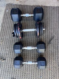 DUMBBELLS ALL SINGLE ONE 30 LB 25LB 15LB AND 12LB ALL FOR $98