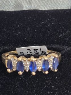 14kt Blue Gem Stone and diamonds ring