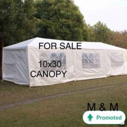 10'x 30' White Gazebo Wedding Party Tent Canopy with 6 Windows & 2 Sidewalls-8