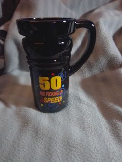 Black Ceramic 50th Birthday Travel Mug with Lid