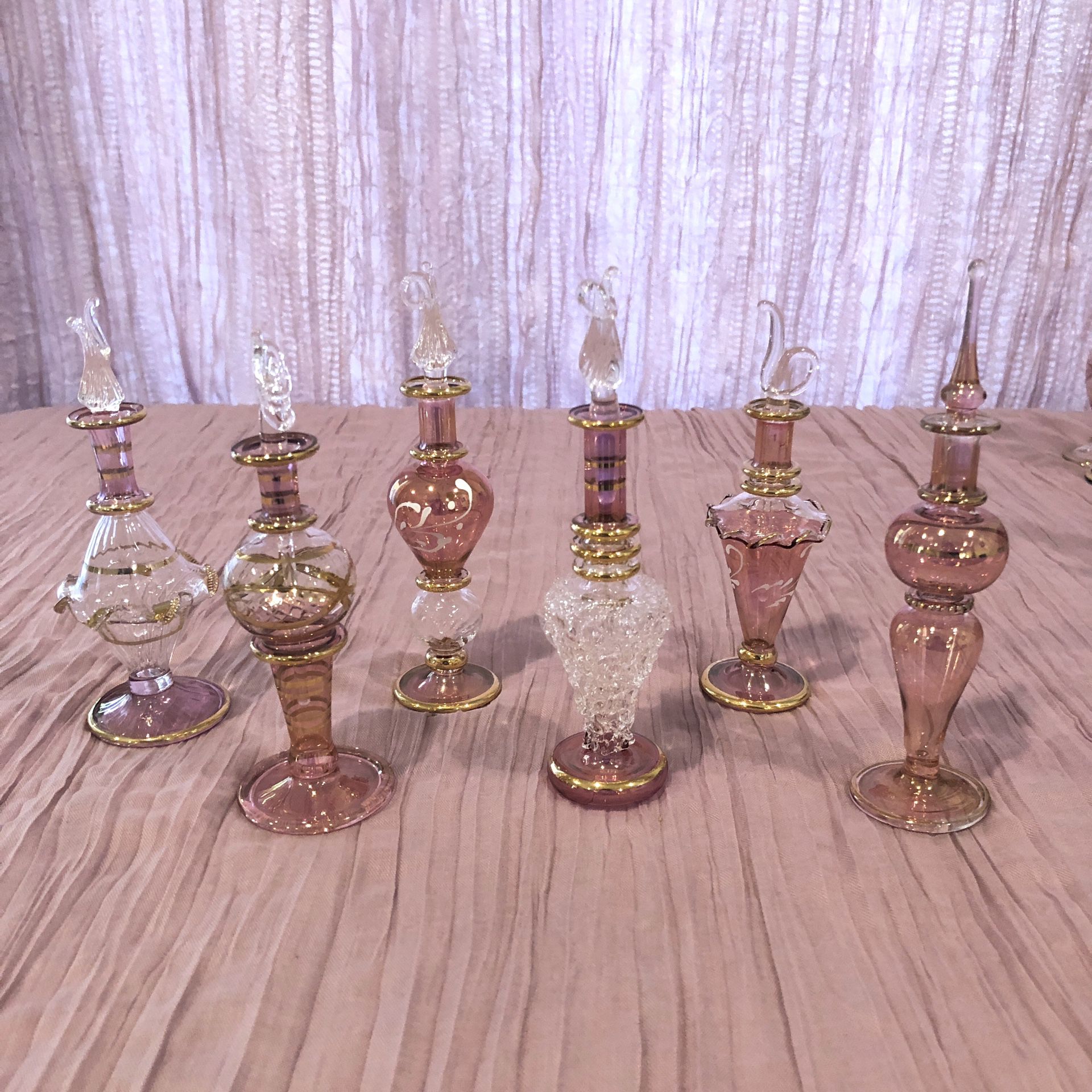 Egyptian Blown Glass Mini Perfume Bottles - PINK set