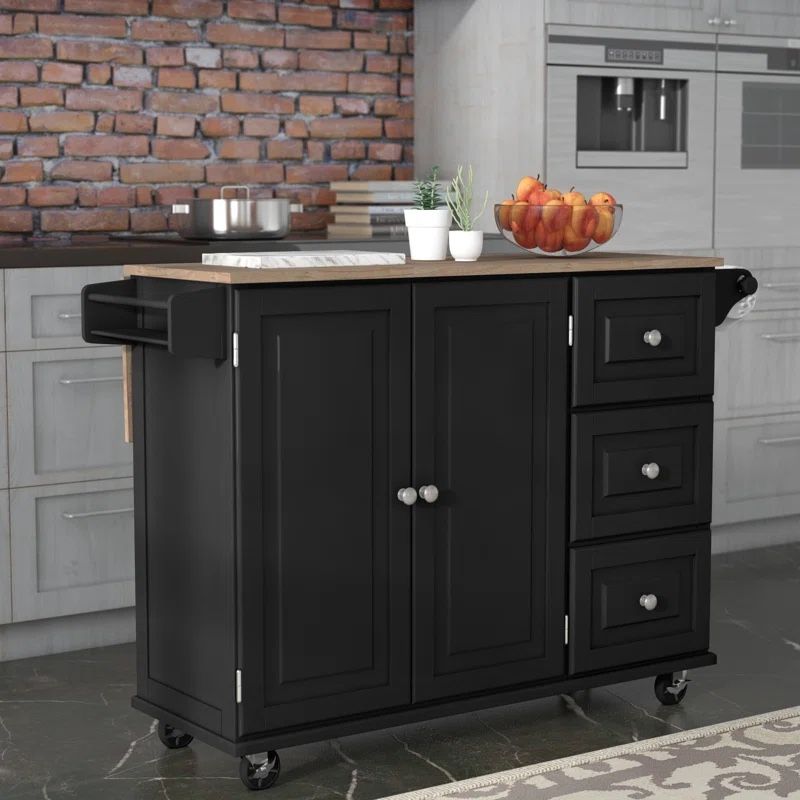 Arlonda Solid Wood Top Kitchen Cart. Kitchen Island.