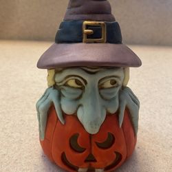 Witch On A Pumpkin Tea Light Holder