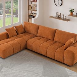 Lounge Style Tufted L-Shaped Chaise Sectional Sofa Couch