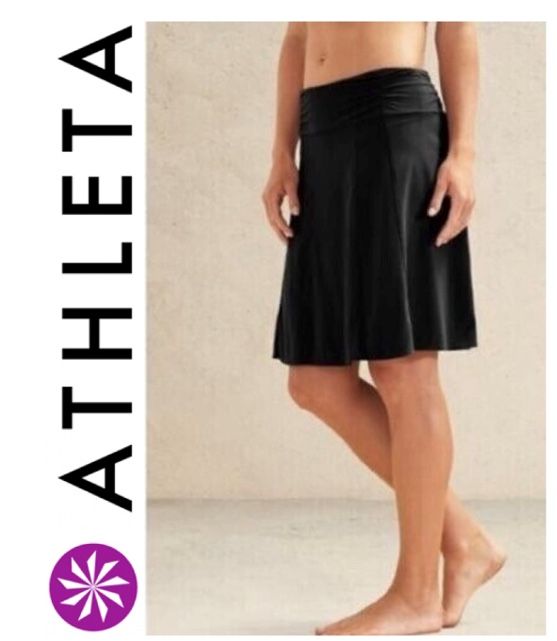 Athleta Bodega A-Lne Skirt Rushed Waist Black Small