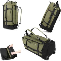 Collapsible wheeled luggage backpack