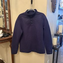 RHONE Men Navy Gramercy Quilted 1/4 Snap Button Pullover Size Large