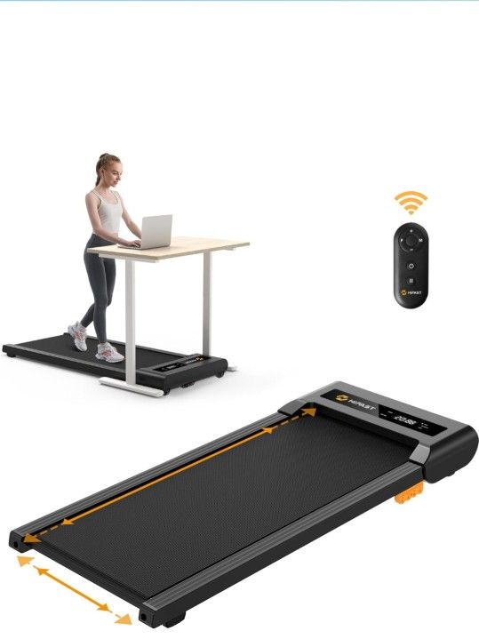 Walking Pad, Under Desk Treadmill with Incline, 300 Lbs Capacity Portable Treadmill for Home Office, 2 in 1 Mini Desk Treadmill with Remote Control, L