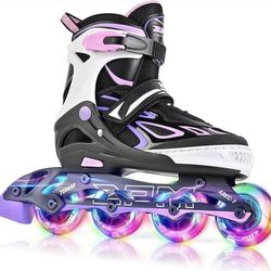 2PM SPORTS Vinal Girls Adjustable Flashing Inline Skates