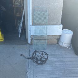 Vintage Iron Rack 3ft Tall And Iron Heavy Hanging Basket $25 Both 