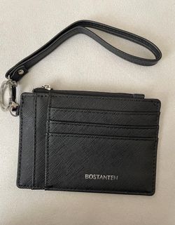 BOSTANTEN Small Wallet For Women RFID Leather Credit Card Holder Slim Wristlet Keychain Wallet With Zipper Pocket. Black