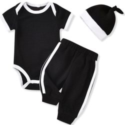 Preemie Baby Boy Girl Clothes Unisex Infant Waffle Outfits Neutral Baby Romper Bodysuits and Pants Set Short Sleeve. Size Less Than 0. For Premies