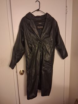 Womens small long leather coat