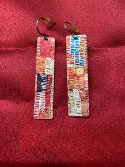 Rare Mondo Rondo Australian Indigenous Art Drop Earrings