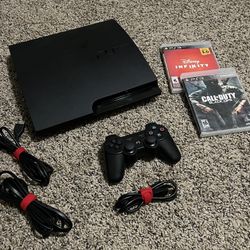 PS3 Slim (160GB) With Two Games