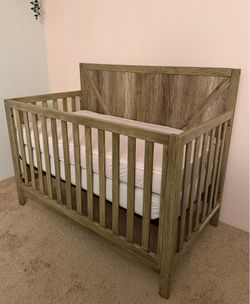 Cute Rustic Style Crib w/Two Mattresses
