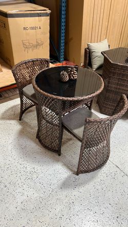 Outdoor Wicker Bistro Table and Chairs Set