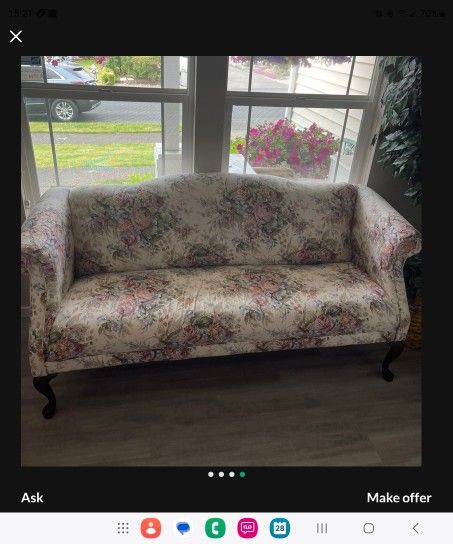 Settee Couch Fabric & Wood