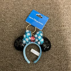 JAPAN Tokyo Disney Resort Store 2024 KeyChain Headband Minnie Spangle Blue Dot