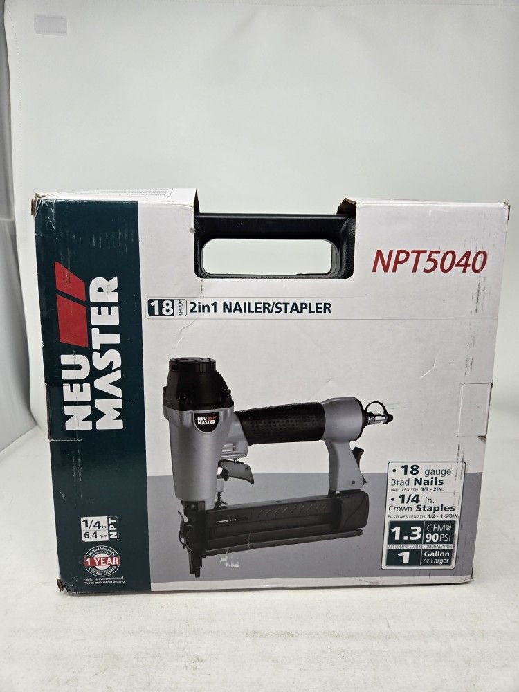 NEU MASTER Pneumatic 2 in 1 Nail Gun Staple Gun 18 Gauge NPT5040