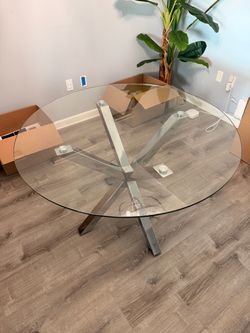 Modern Glass Dining Table with Chrome Base