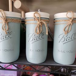 Chalk Painted Mason Jars.  Each