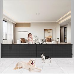 Pawtners Retractable Baby Gates Extra Wide, 41" Tall Extends up to 200"